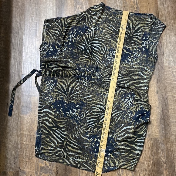 VINTAGE SHEER ONE SLEEVE SIDE-ROUCHING SEXY BATHING SUIT COVER 100% SILK - Picture 12 of 12